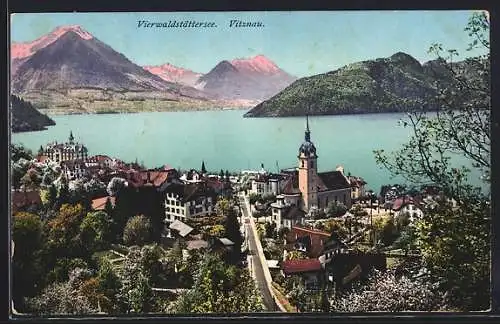 AK Vitznau, Blick über den Ort auf den Vierwaldstättersee