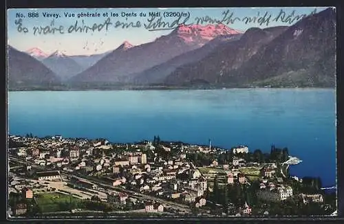 AK Vevey, Vue générale et les Dents du Midi
