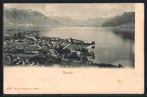 AK Vevey, Gesamtansicht aus der Vogelschau