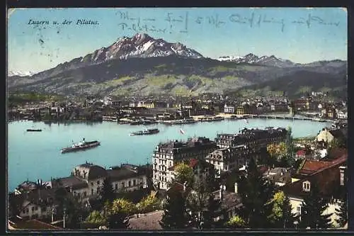 AK Luzern, Totalansicht u. der Pilatus