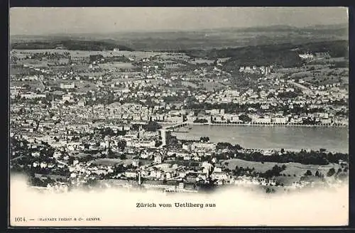 AK Zürich, Stadtansicht vom Uetliberg aus