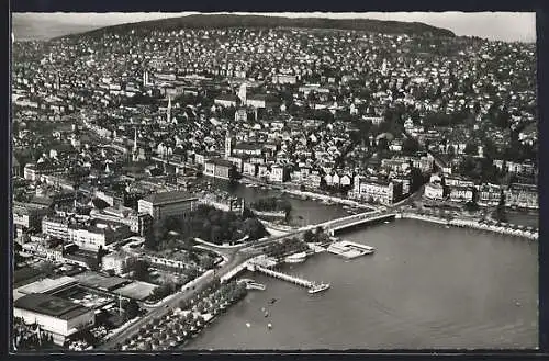 AK Zürich, Stadtansicht vom Flugzeug aus