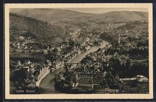 AK Baden, Totalansicht von einen Berg aus