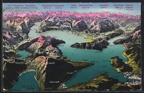 AK Luzern, Ansicht der Umgebung mit den Alpen