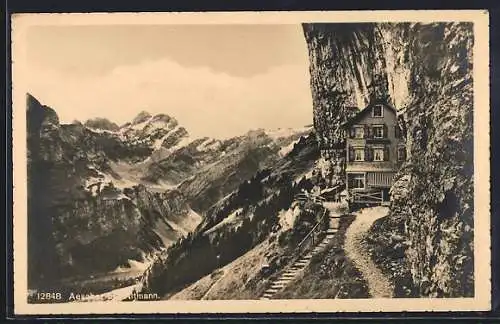 AK Aescher, Gasthaus Aescher mit Altmann, Waldkirchli