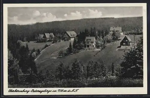 AK Oberbärenburg /Osterzgebirge, Ortsansicht von einen Berg aus