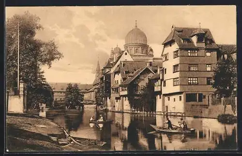 AK Nürnberg, Blick von der Museumsbrück zur Synagoge