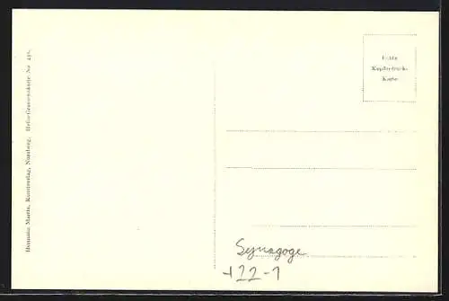 AK Nürnberg, Synagoge mit Partie an der Pegnitz