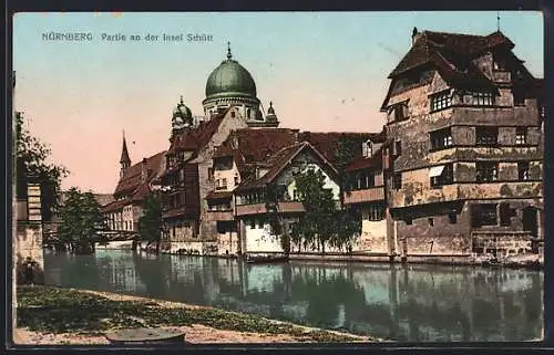 AK Nürnberg, Synagoge auf der Insel Schütt