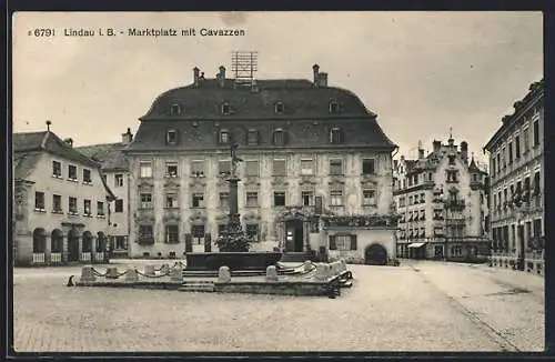 AK Lindau i. B., Marktplatz mit Cavazzen