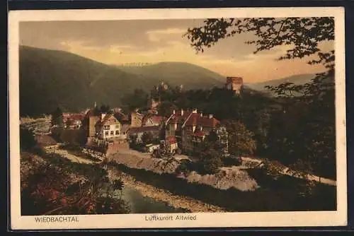 AK Altwied, Blick ins Wiedbachtal, Burgruine