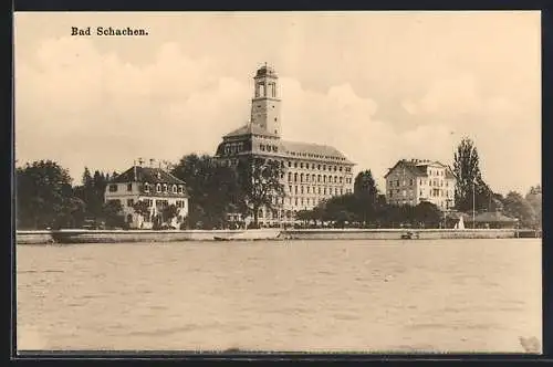 AK Bad Schachen, Ortsansicht vom Bodensee aus