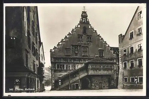 AK Lindau / Bodensee, Rathaus, Ortspartie