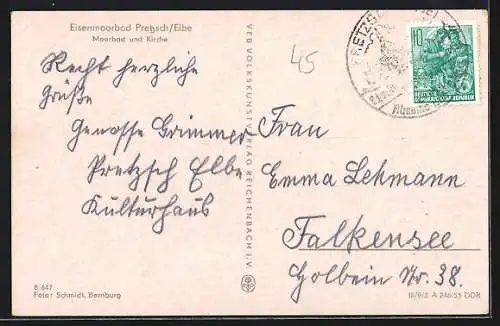 AK Pretzsch /Elbe, Moorbad und Kirche