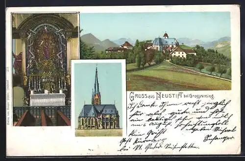 AK Neustift bei Grossraming, Ortsansicht, Kirche aussen und innen