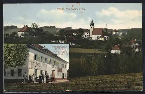 AK Rohr /O.-Ö., Ortsansicht und Hieslmayrs Gasthof