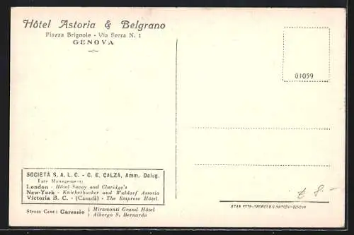 AK Genova, Hotel Astoria & Belgrano, Jardin d'Hiver, Tea Room
