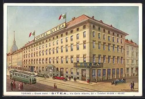 Künstler-AK Torino, Grand Hotel Sitea