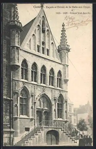 AK Gand, Facade et Entrée de la Halle aux Draps