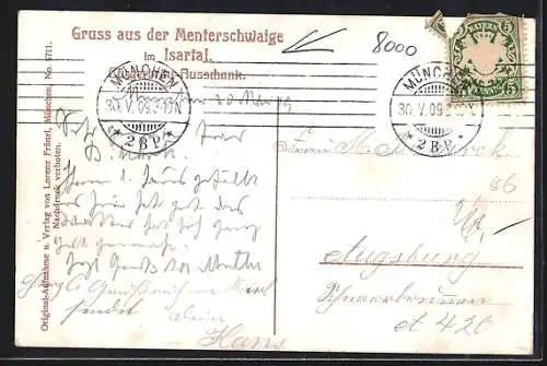 AK München-Harlaching, Gasthaus Menterschwaige im Isartal, Blick auf Isar und Tolkirchen