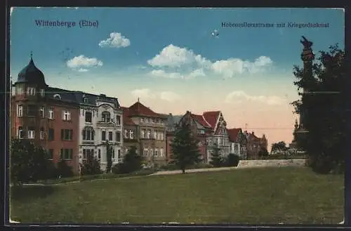 AK Wittenberge /Elbe, Hohenzollernstrasse mit Kriegerdenkmal