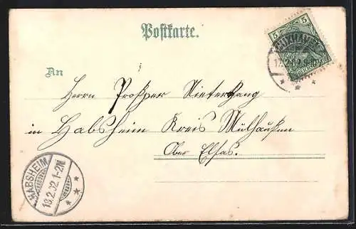 Lithographie Cuxhaven, Dölle`s Hotel, Matrosen-Artillerie-Kaserne, Badehaus Döse, Alte Liebe