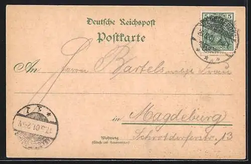Lithographie Wernigerode, Christianenthal, Teilansicht, Denkmal Kaiser Wilhelm I.