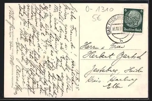 AK Bad Freienwalde, der Blick auf die Häuser im Brunnental