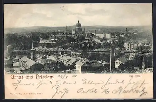 AK Potsdam, Panorama mit Kirche