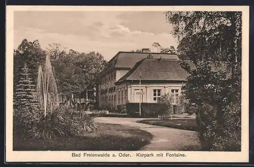 AK Bad Freienwalde a. Oder, Kurpark mit Fontaine