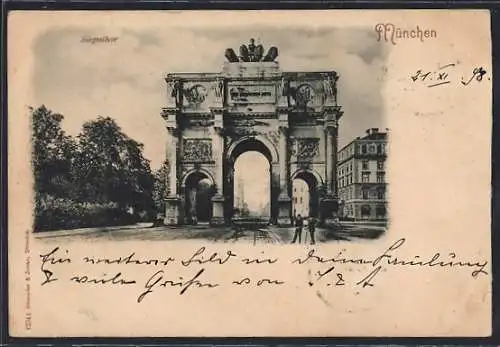 AK München, Siegesthor, Panorama