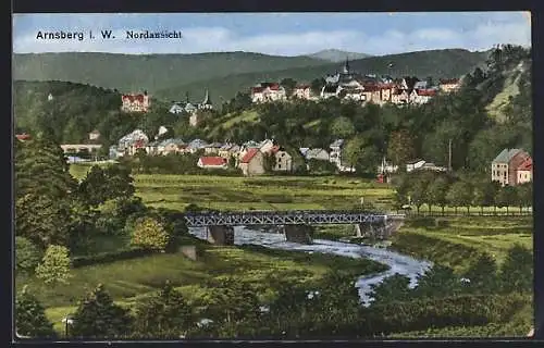 AK Arnsberg i. W., Nordansicht mit Brücke