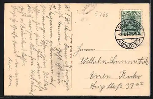 AK Arnsberg i. W., Ortspartie aus der Altstadt mit Türmen