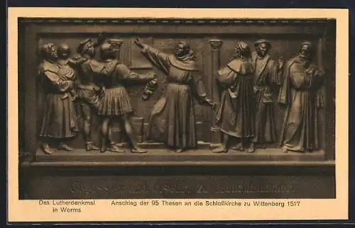 AK Lutherdenkmal in Worms, Anschlag der 95 Thesen