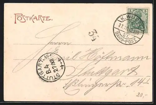 AK Pforzheim, Teilansicht mit Kirche