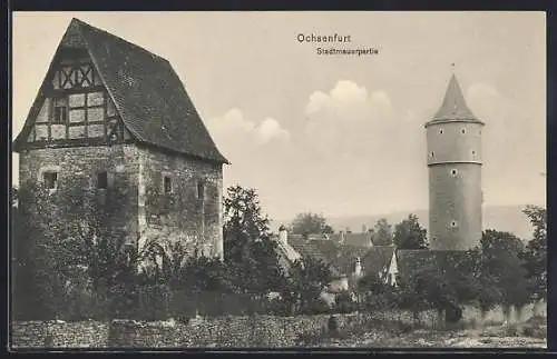 AK Ochsenfurt / Main, Stadtmauerpartie