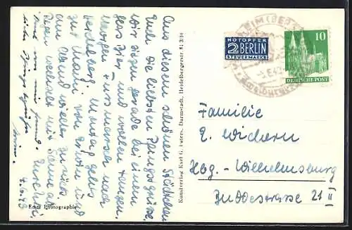 AK Weinheim a. Bergstrasse, Gesamtansicht aus der Vogelschau