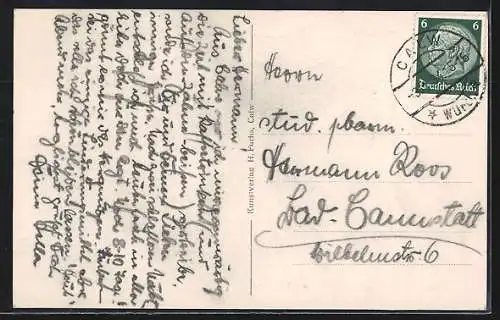 AK Calw von Osten, Teilansicht mit Bäumen