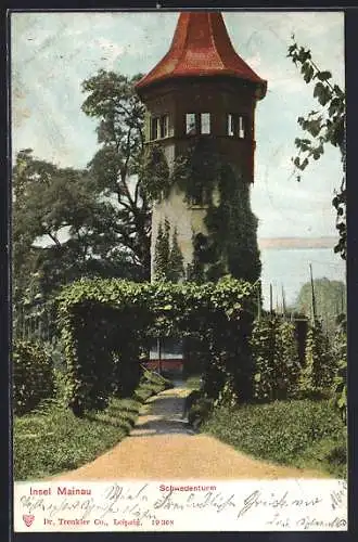 AK Insel Mainau, Schwedenturm mit Wasserblick