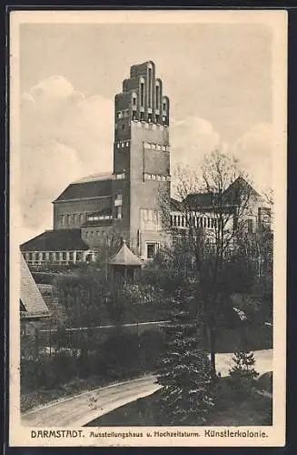 AK Darmstadt, Ausstellungshaus u. Hochzeitsturm, Künstlerkolonie