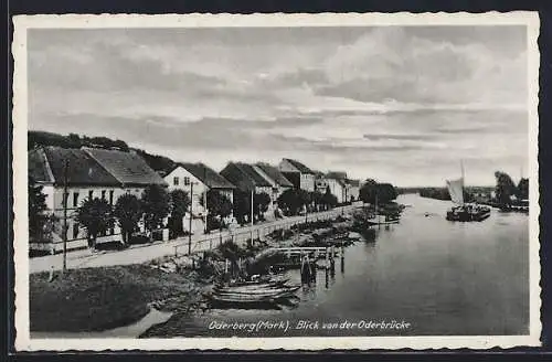 AK Oderberg (Mark), Blick von der Oderbrücke