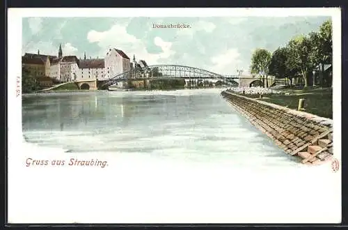 AK Straubing, Blick zur Donaubrücke