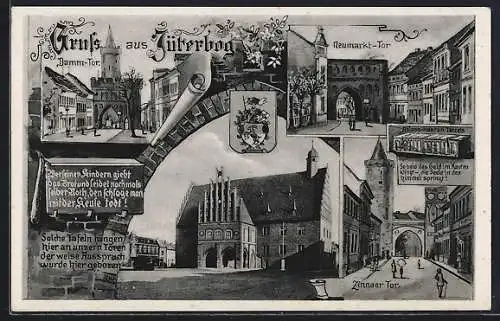 AK Jüterbog, Strassenpartien am Neumarkt Tor und am Damm Tor
