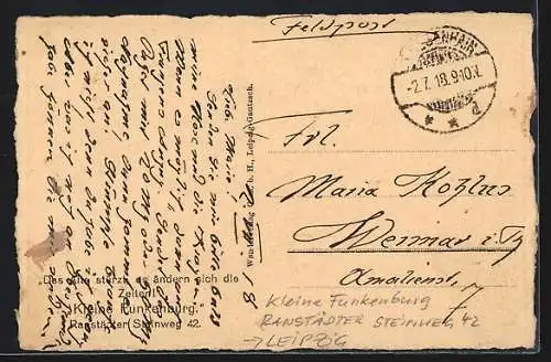 Künstler-AK Leipzig, Kleine Funkenburg, Ranstädter Steinweg 42