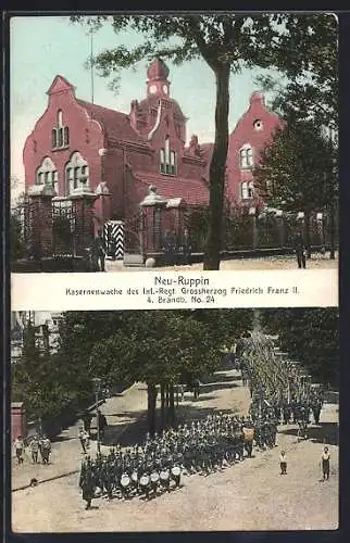 AK Neu-Ruppin, Kasernenwache des Inf.-Regt. Grossherzog Friedrich Franz II. 4. Brandb. No. 24