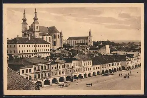 AK Litomysl, Strassenpartie mit Kirche