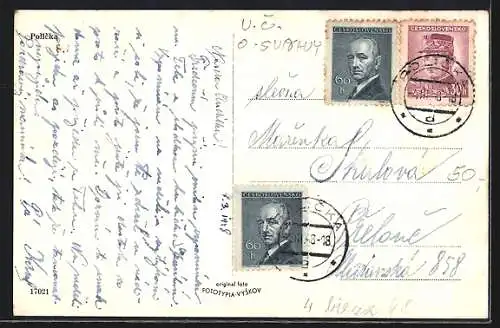 AK Policka, Panorama mit Strassenpartie