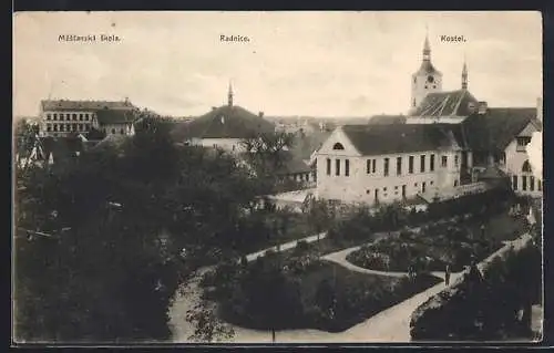 AK Lázne Bohdanec, Mestanská skola, Radnice, Kostel