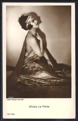 AK Schauspielerin Elizza La Porta in einem Kleid der 1920er Jahre