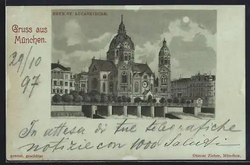Mondschein-Lithographie München, Neue St. Lucaskirche